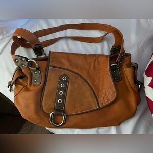 Vintage Toscani Tan Leather Shoulder Bag made in Italy
